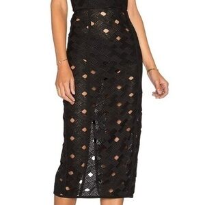 Misha Collection “Kerstin” Black Diamond Pattern Cut out Skirt